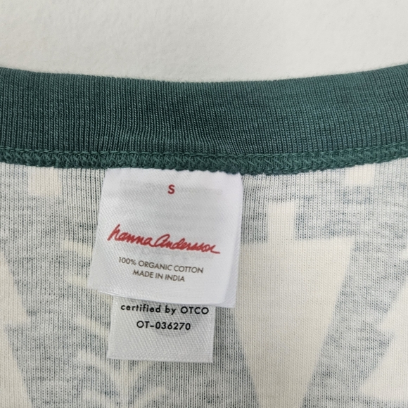 Hanna Anderson Green and Cream Tree Pajama Set Size S - Picture 3 of 9